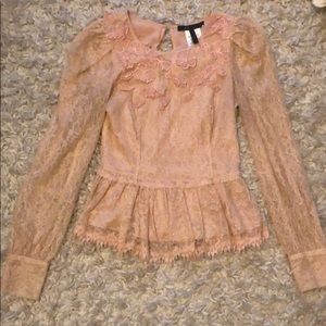Bcbgmaxazria blush pink lace top